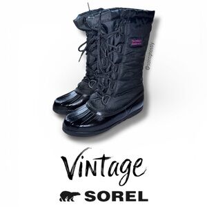 Sorel Women's Vintage Retro Black Winter Snow Boots Size 7